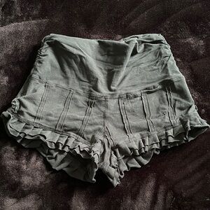 Charcoal Ruffled High Waist Women's Shorts